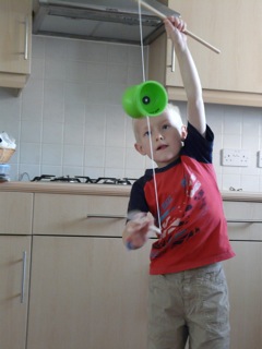 Oliver demonstrating skill at... oh... whatever that thing is.