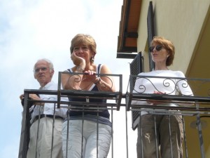 Trio on balcony