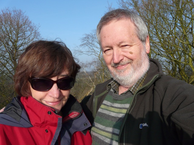 Dot and Tim on Stapleford HIll, just above the Hemlock Stone