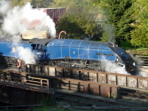 Sir NIgel Gresley pulling out of Goathland