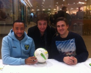 Dot with Norwich City stars Nathan Redmond and Paul McVeigh