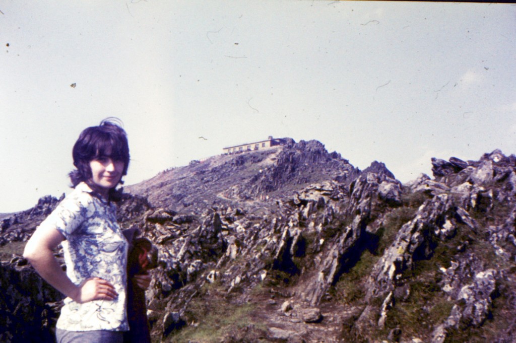 Dot near the summit of Snowdon in the early 70s