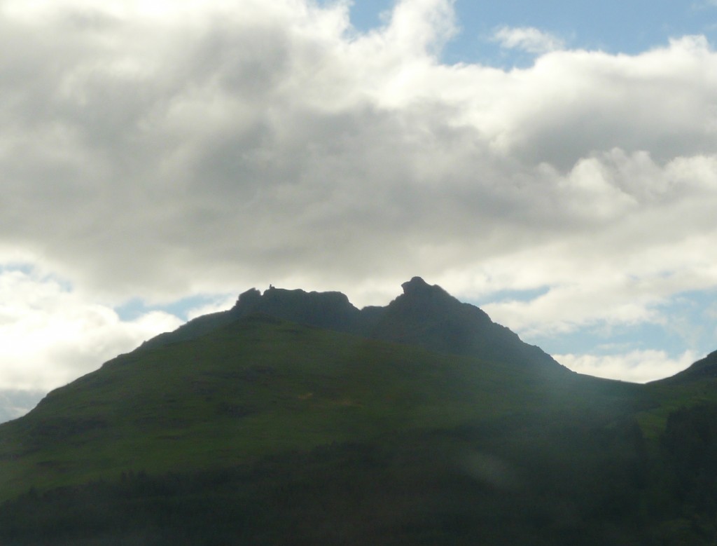 The Cobbler (Ben Arthur) seen from the train between Oban and Glasgow. Dot and I climbed it on our honeymoon.