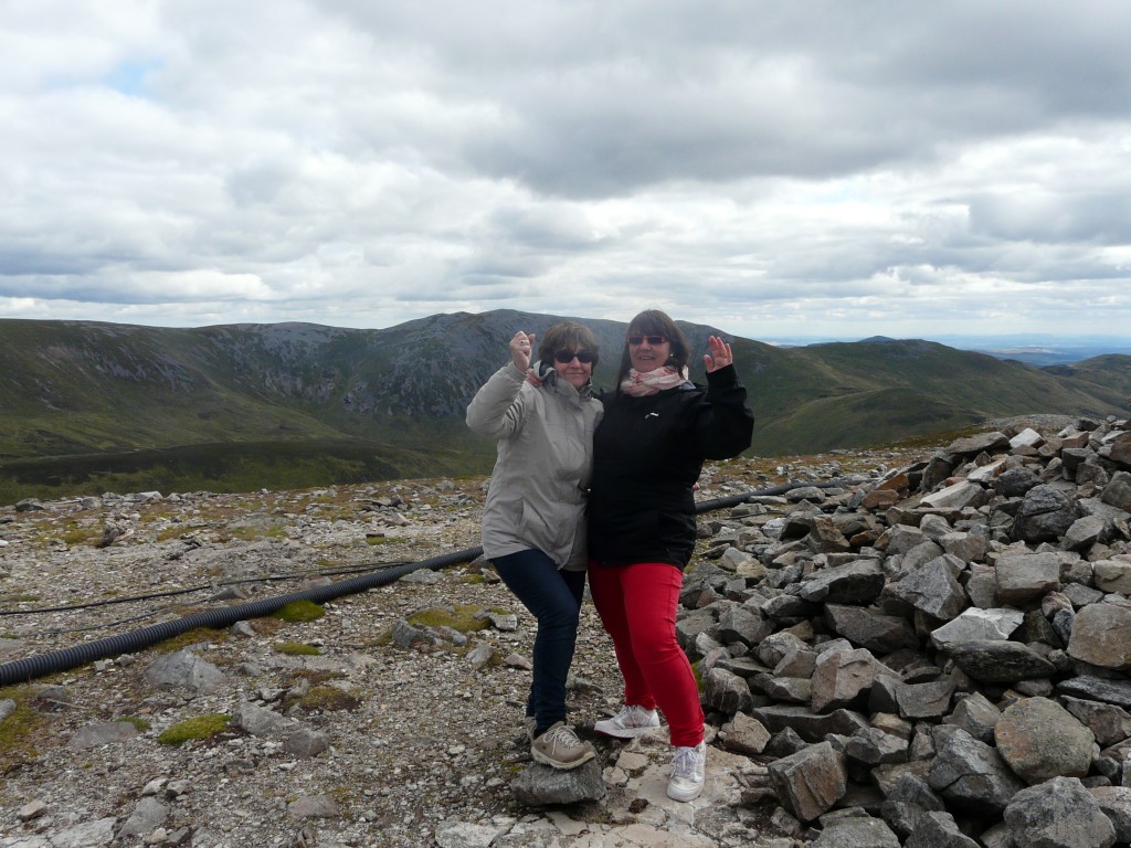 Dot and Sue celebrate their conquest of the Cairnwell