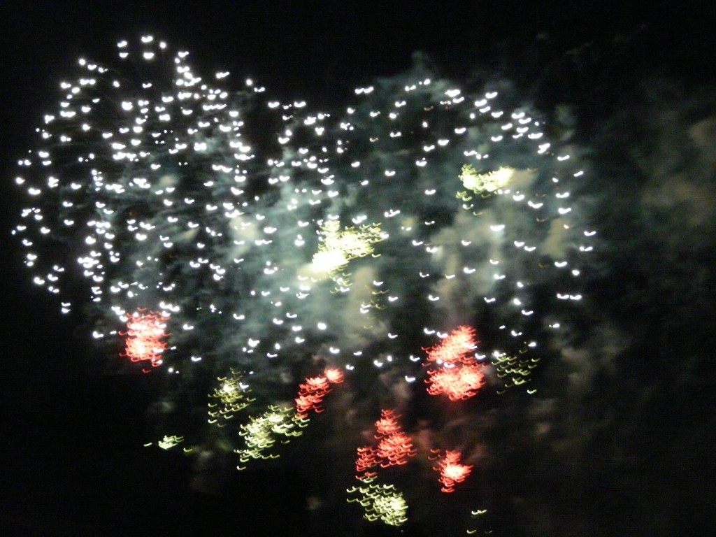 Fireworks at the Castle, as seen from Aspland Road