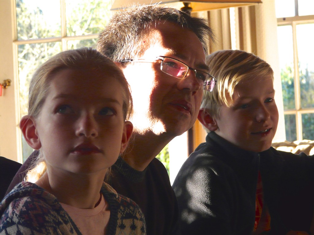 Amy, David and Oliver, catch some of the light at the Hendersons' house