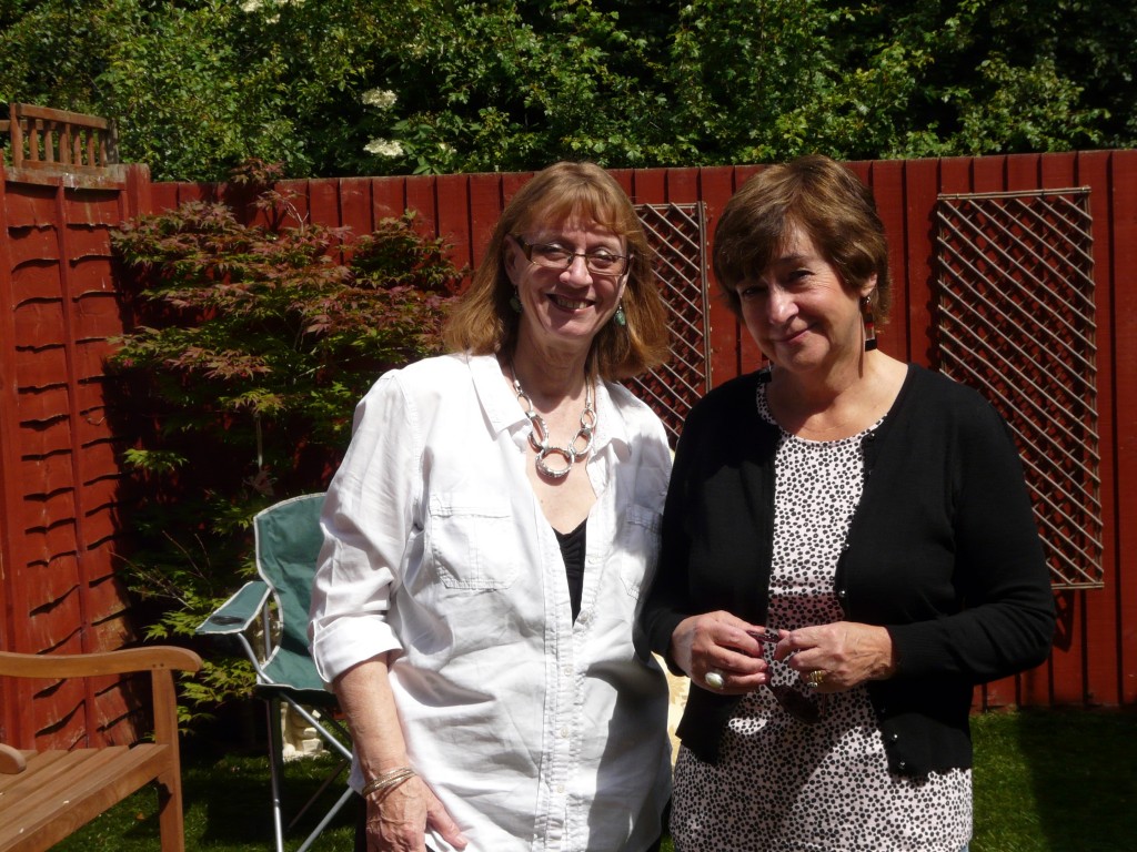 Julia and Dot in the garden at Swaffham.
