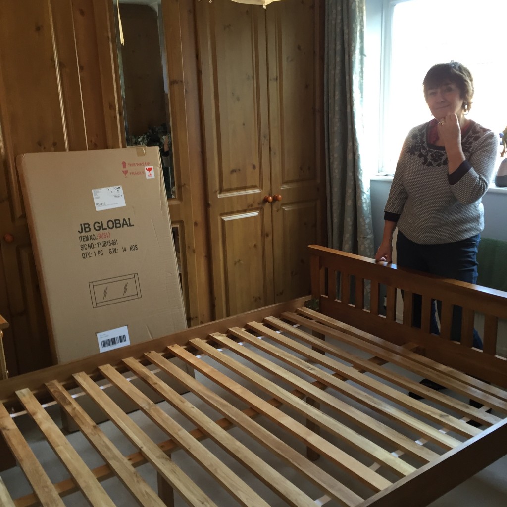 Thoughtful Dot with the basis of a bed.