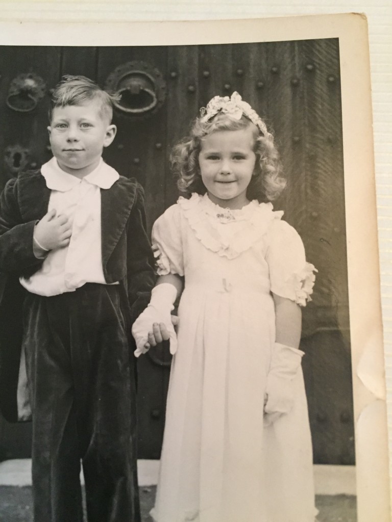 Bridesmaid Dot with pageboy Bruce at Walter and Joyce's wedding.