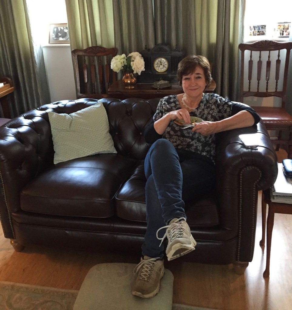 Dot enjoys our second new sofa.