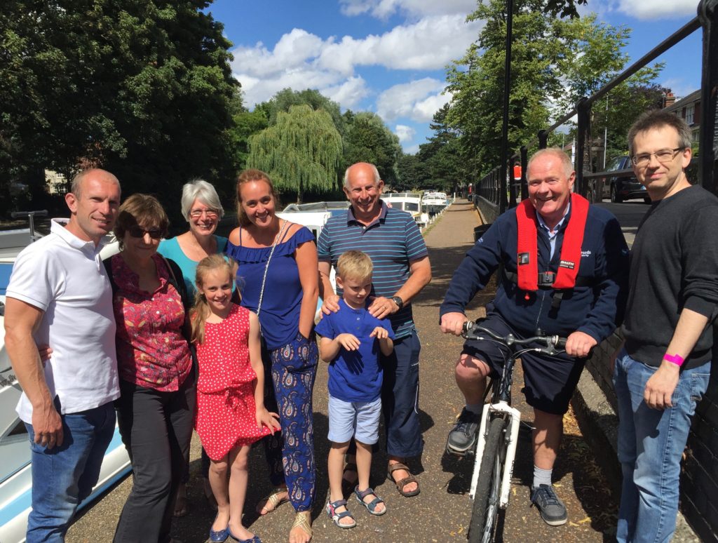 Gareth casting a shadow on Dot, Clarissa, Gracie, Nicky, Adrian, Max, the ticket collector and David