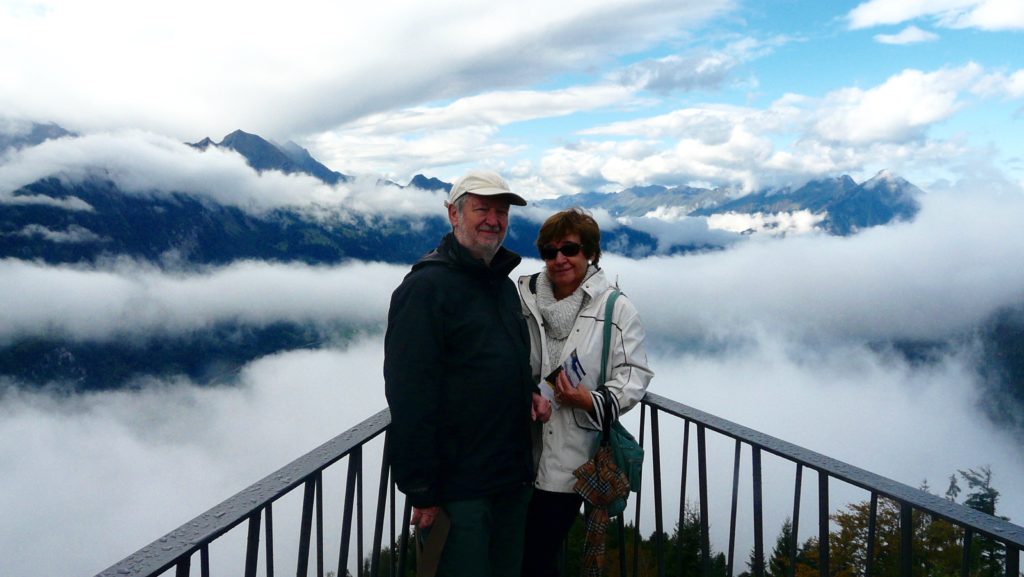 Dot and I above the clouds at Harder Kulm on our last day in Switzerland.