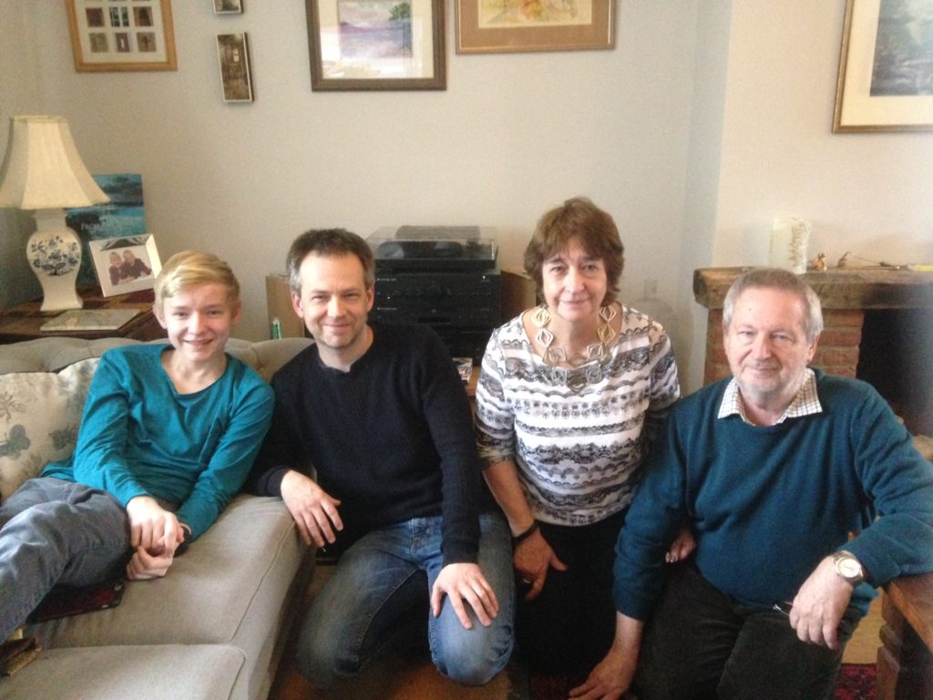 Oliver, David, Dot and Tim: family portrait by Amy