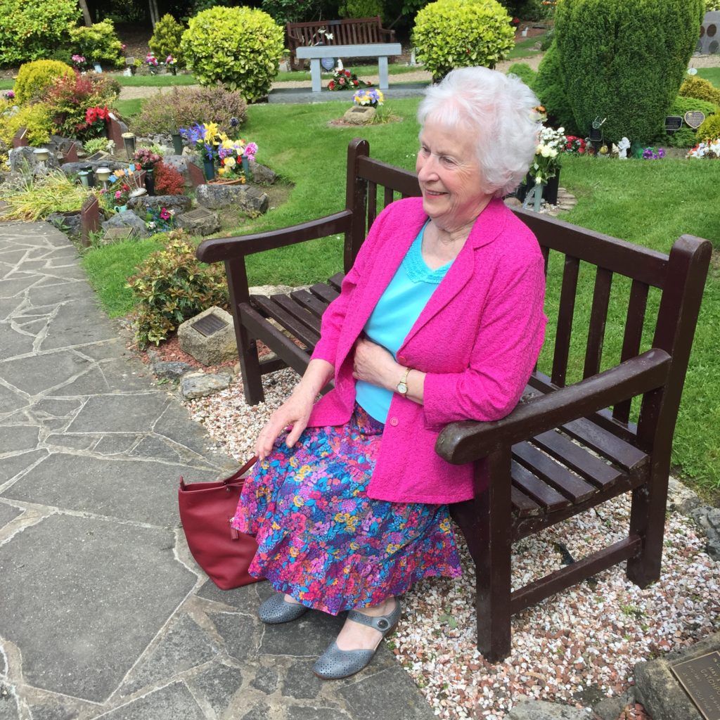 Jessie relaxes in the sun at St Faith's crematorium.