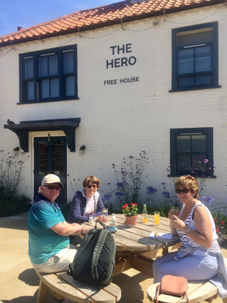 The Hero, Dave Evetts, Julia and Dot at Burnham Overy Staithe.