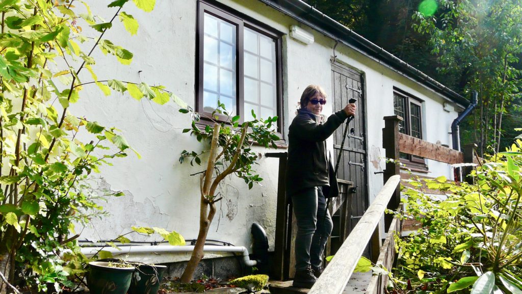 Our cottage behind the Ty Gwyn coaching inn at Betws y Coed. Dot (and I) needed the stick to get up there.