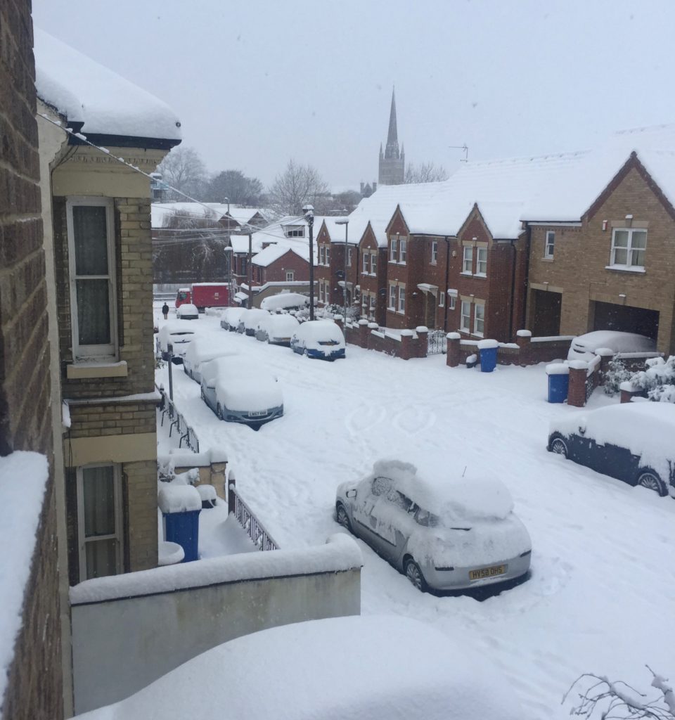 A foot of snow in Aspland Road.