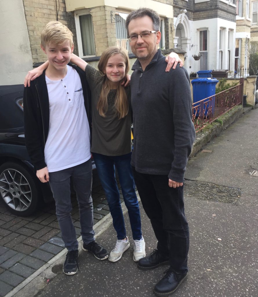 Oliver, Amy and David about to leave after the Easter break.