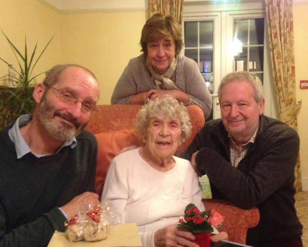 Anne Travis last Christmas with Howard, Dot and me.